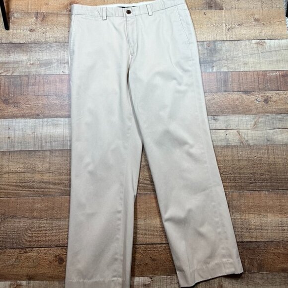 Eddie Bauer Tan Flat Front Wrinkle Resistant Classic Fit Pants size 34 - Picture 1 of 4